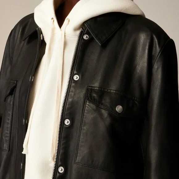J .Crew Collection Leather Shirt-Jacket